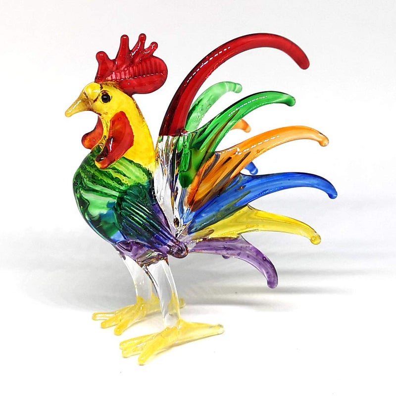 ZOOCRAFT Glass Rooster Chicken Figurine Country Kitchen Decoration Style Miniature Hand Blown Collectible Figure - Image 2